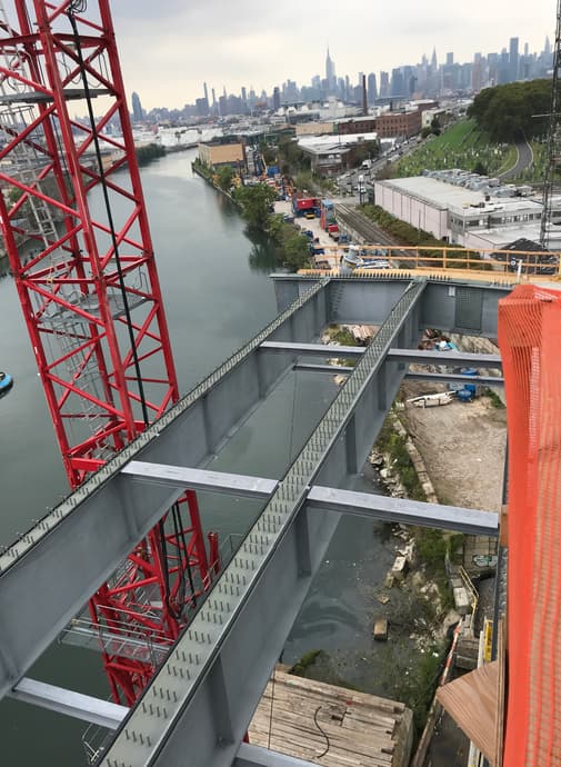 Kosciuszko Bridge Phase II steel erection photo courtesy of Granite Construction Northeast